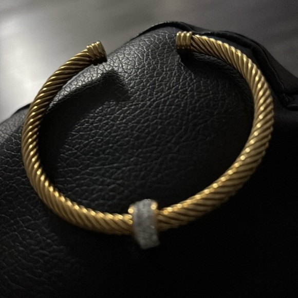 Elegant gold tone cable twisted cuff bangle  Bracelet - Picture 5 of 8